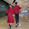 Cojin Couple Clothes Fried Street One Dress Autumn New Niche Design Red Dress Female Men's Coat Fashion. 