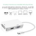 3 In 1 Thunderbolt Port Mini Displayport HDMI-compatible DVI VGA Display Port Adapter Cables For Mac Macbook White.