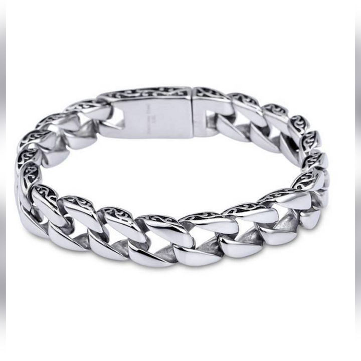 Silver Stainless Steel Bracelet Bangle Cuff Belt Buckle Classic