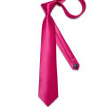 Solid Hot Pink Stain Men's Tie Set Handkerchief Cufflinks 8cm Width Wedding Party Necktie Groom Men Suits Accessories Gift.