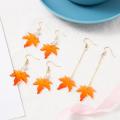 Simplicity Maple Leaf Earrings Gingko Leaf Earnail Pearl Long Hollow Metal Women's Earrings Acrylic Earrings. 