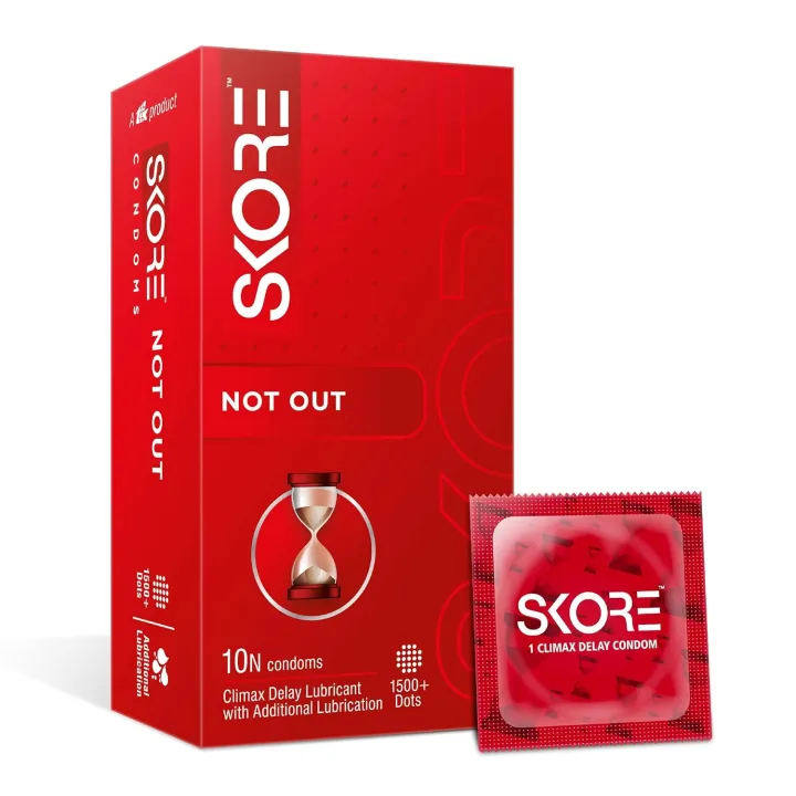 SKORE%20Not%20Out%20Climax%20Delay%20With%201500+%20Dots%20Condom%20For%20Men%20%7C%2010pcs%20Pack%20%7C%20India%20-%20Image%202