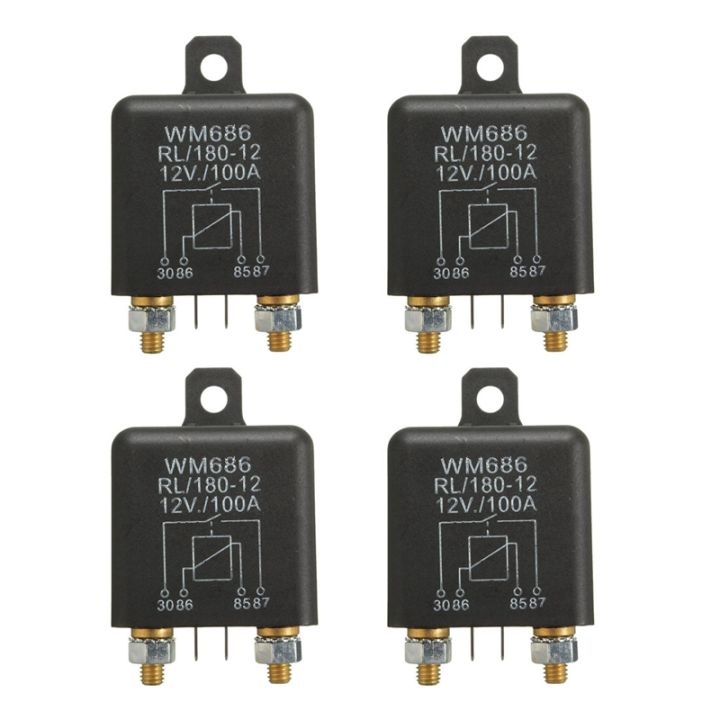 NCANRUI 4X 12V 100Amp 4-Pin Heavy Duty ON/OFF Switch Split Charge Relay for Auto Boat Van Black