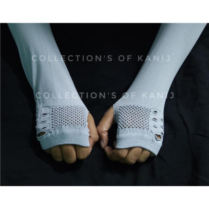 Ash Colour Fingerless Hand Sleeve For Women And Girls-1 Pair
