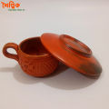 Clay Tea Cup With Pirich . Clay Tea Cup Set . Matir Cup Pirich set . Tea Cup-Saucer Set. 