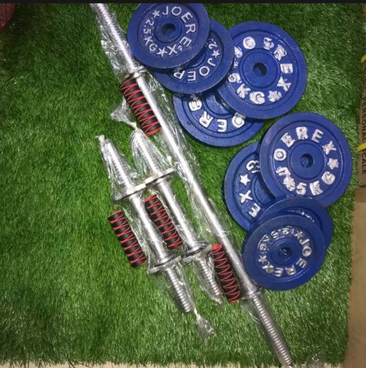 Combo Dumbbell Plate With 3 Feet Barbell Bar and Two 10 inch Sticks - 10KG