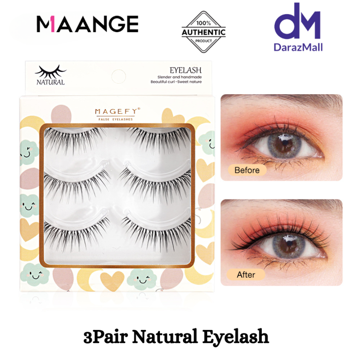 MAANGE 3Pair Mink Hair 3D Eyelashes MJ19