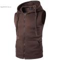 Men's Casual Hoodie with Sleeveless Zipper Sports Shirt, Spring/summer/autumn Cotton Jacket Vest. 
