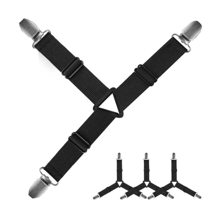 Sheet Fastener Bed Sheet Holder Strap Adjustable Elastic Fasteners with Iron Clips,Bedsheet Holder for Fitted Sheets,Easy Install
