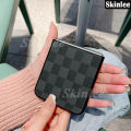 Phone case For Samsung Galaxy Z Flip5 Back cover Canvas Plaid Cowhide Texture Design for For Samsung ZFlip 5 Cover cases.