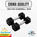 5kg hex dumbbells - 2 pis Total 10 KG - Sports & Fitness. 