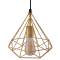 Diamond pendant light shade with bulb | Decorative light shade | Filament bulb | Metal frame chandelier | Black color | Golden Color | Single piece | 3 piece set.