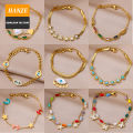 Fashion selling women 18K gold stainless steel jewelry, heart-shaped titanium steel bracelet.