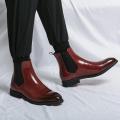 Luxury Brand Men's Chelsea Boots New Outdoor Red Sole Square Shoes Handmade Toe Business Ankle Boots for Men Dress Boots 2024 BunnyGarden.