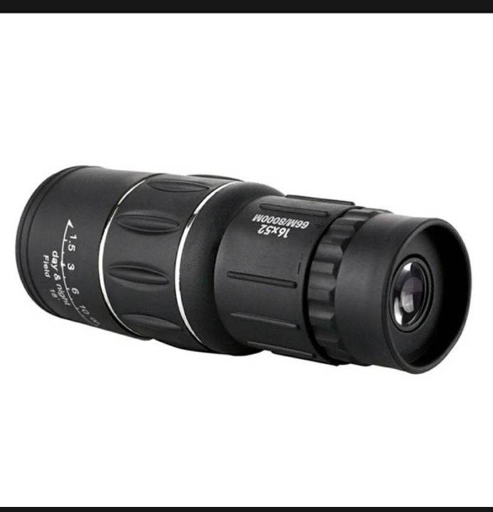 Monocular Zoom Rubber Armored Telescope 16X52 - Black