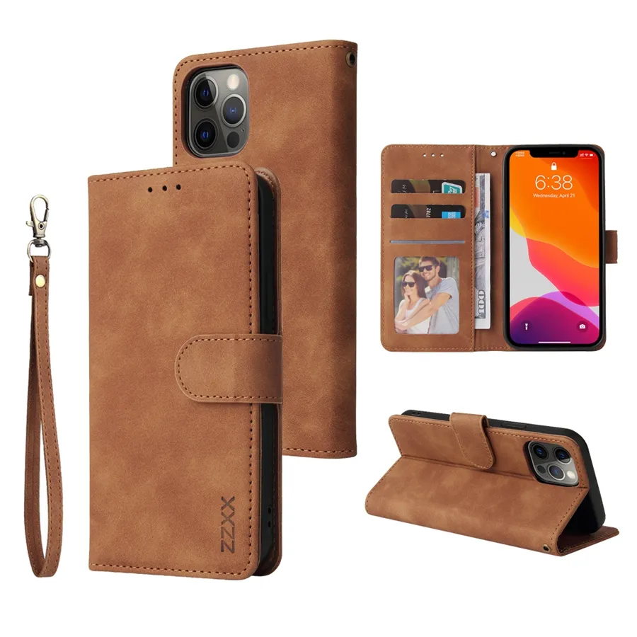 Wallet ZZXX Flip Leather Case For iPhone 14 Pro Max 13 Pro Max 12