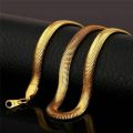 Simple Snake Bone Necklace Men's Plain Golden Color Necklace- Fashion Chain. 