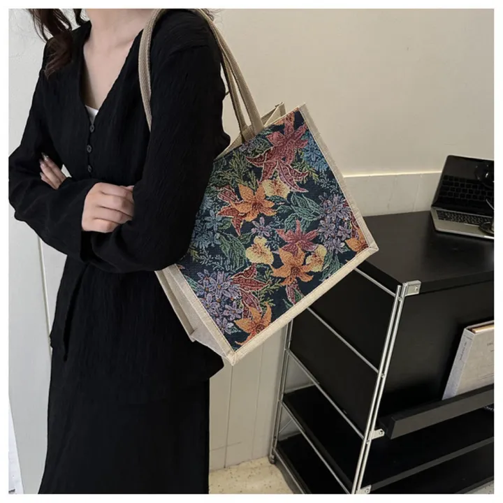 Sewing%20thread%20Tote%20bag%20Practical%20printing%20Splicing%20Shoulder%20bag%20canvas%20Commuter%20bag%20for%20Daily%20use%20Work%20bag%20Shopping%20bag%20Travel%20companion%20Fashion%20statement%20-%20Image%205