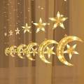 Ramadan Decoration 2024 Star Moon Curtain Garland String Light Aid EID Mubarak for Home Arabic Islam Muslim Event Party Supplies. 