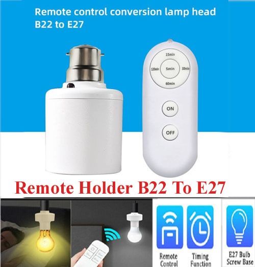 MOBICASE (Imported) Smart AC220V Wireless remote Control Lamp Holder With Timing Adjustment Function Smart Light LED Lamp Base Universal