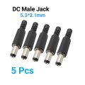 5pcs 2.1mm MALE POWER JACK 5V 12V DC Jack Male DC Power Jack 2.1mm Plug Power Supply Jack Adapters 2.1×5.5mm For LED Strips Cable. 