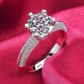 LMNZB Solid 18K White Gold Ring 925 Sterling silver Ring Round 2ct Solitaire Wedding Band Women Accessories Jewelry.