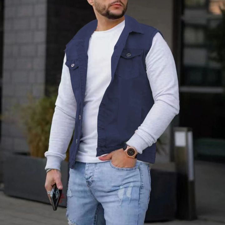 Mens%20Denim%20Jcket%20Vest%20Spring%20And%20Autumn%20Fashion%20Leisure%20High%20Street%20Edge%20Solid%20Color%20Buckle%20Turn%20Down%20Collar%20Slim%20Vest%20Coat%204%20-%20Image%204