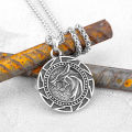 Viking Stainless Steel Wolf Head Necklace Men Odin Symbol Amulet Pendant Necklace Jewelry Vintage Accessories Wholesale.