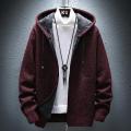 Cardigan Red Coat Zip-up Jacket Men's Clothing Hoodies Zipper Knit Sweater Male Aesthetic Meme Sale Maletry Fun Overfit Over Fit.