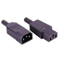 IEC Direct Plug Connector Male/Female 10A 250V Black Master Plug and Public Plug Removable Wire Power Connector 3pin AC Socket. 