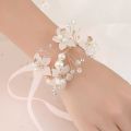 Artificial Flowers Wrist Corsage Elegant Comfortable Touch Anti-Wear Bride Bridesmaid Wrist Corsage Artificial Flowers Bracelet for Wedding Engagement. 