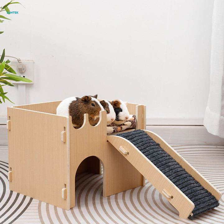 Image showcasing Hamster Hideout Wood Hamster Hideout Cage Accessories for Small Animals ...