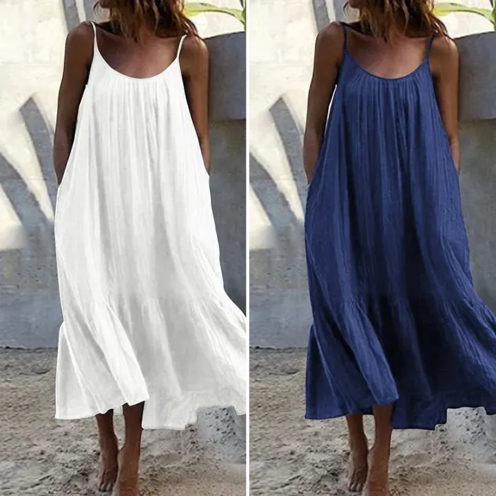 Summer%20Dress%20Beach%20Vacation%20Wear%20For%20Women%20Casual%20Sling%20Solid%20Color%20Sleeveless%20U-neck%20LooseMaterial%20Composition%20-%20Image%206