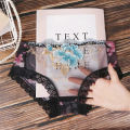Women Rose Embroidery See-through Transparent Panties. 