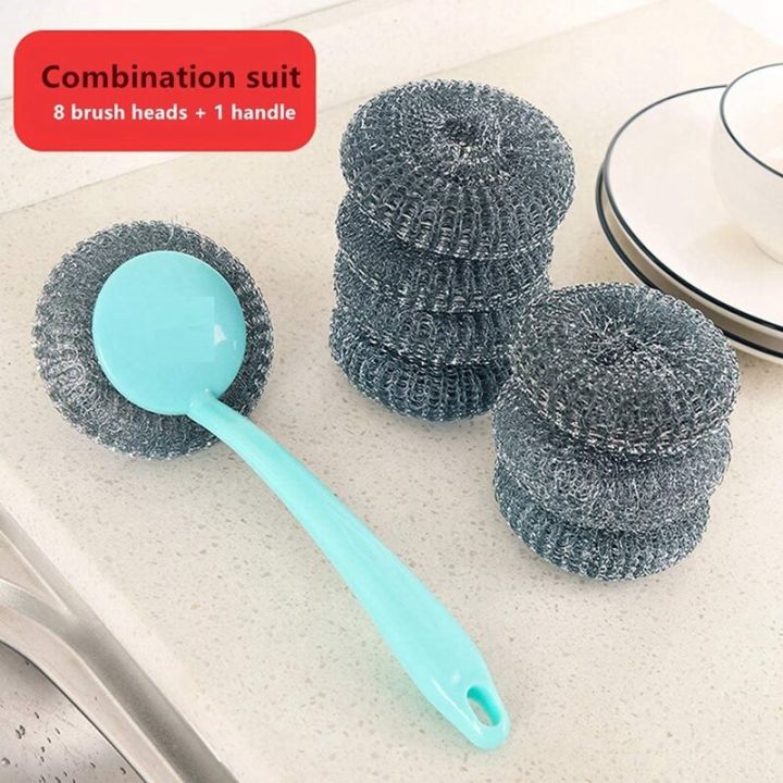 8%20Pcs%20Stainless%20Steel%20Scourer%20Scrub%20Pad%20with%20Plastic%20Handle%20Cleaning%20Brush%20Stainless%20Steel%20Plastic%20Wire%20Scrubbers%20-%20Image%202