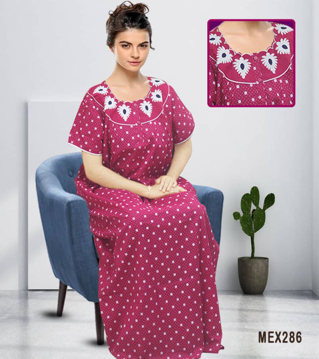 Pure%20cotton%20fabric%20ball%20print%20century%20applique%20maxi%20for%20women%20-%20Image%203