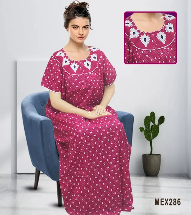 Pure%20cotton%20fabric%20ball%20print%20century%20applique%20maxi%20for%20women%20-%20Image%203