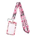 New Sakura Cherry Blossoms Flower lanyard card ID Badge Holder Keychain Pass Gym Mobile Kids Key Holder Key Rings Gift.