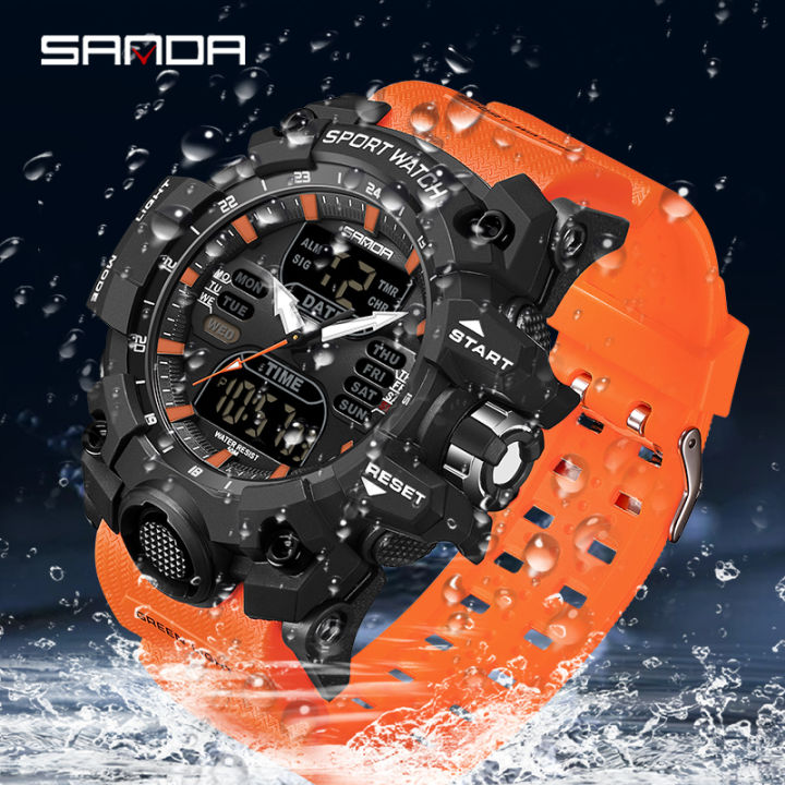 SANDA Sports Military Mens Watch Luxury LED Digital Watch Fashion