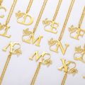 Fashion Beauty Face Flower Initial Stainless Steel Letter Pendant Necklace Fine Gold Plated 26 Alphabet Necklace for Women. 