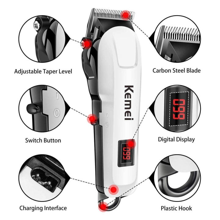Kemei%20KM-809A%20Hair%20Clipper%20and%20Beard%20Trimmer-white%20and%20Black%20-%20Trimmer%20For%20Men%20-%20Image%204