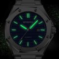 BINBOND Mens Watch Top Brand Royal Casual Men Big Dial Silver Stainless Steel Calendar Quartz Wristwatch Classic Luminous B0233. 