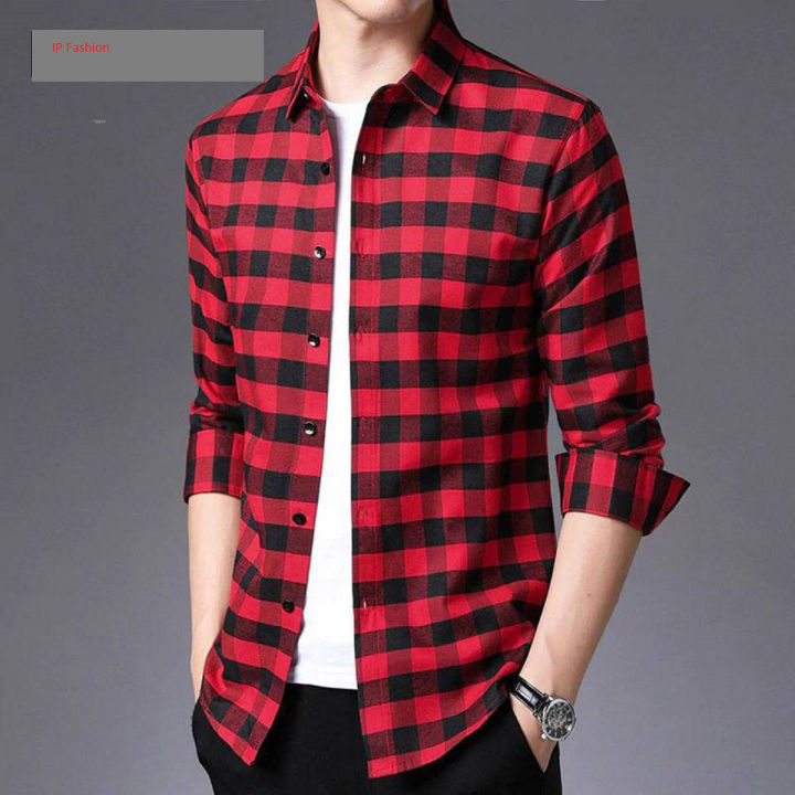 Red & Black Color Check Design Casual Shirt For Men From  Ip Fashion - Shirt For Men - Shirt