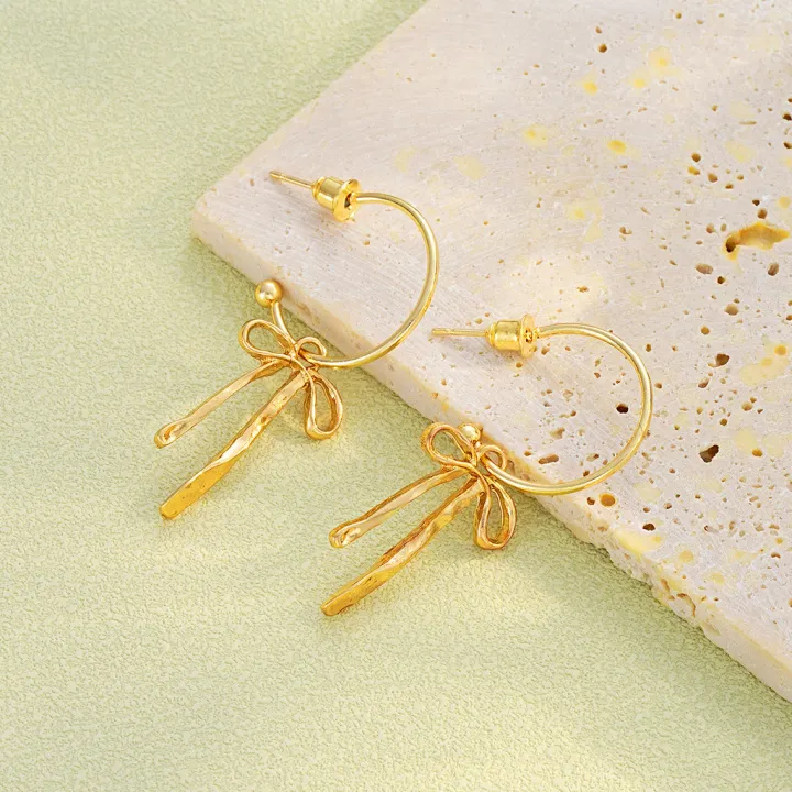 Enacolor%20New%20Simple%20Chic%20Creative%20Fashion%20Gold%20Metal%20Bow%20Fringe%20Earrings%20Elegant%20Female%20Jewelry%20-%20Image%205