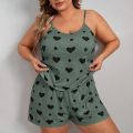 Summer Women's Suspenders Shorts Big Size Plus Fat Fat Pajamas Homewear Set Leisure Loose Comfortable Pajamas Homewear Set.