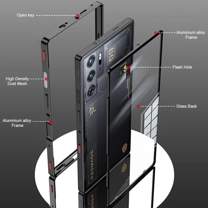 Metal%20Frame%20Case%20for%20REDMAGIC%209S%20Pro+%20/%209S%20Pro%20/%209%20Pro+%20/%209%20Pro%20with%20Clear%20Tempered%20Glass%20Back%20Cover%20Camera%20Protection%20-%20Image%203