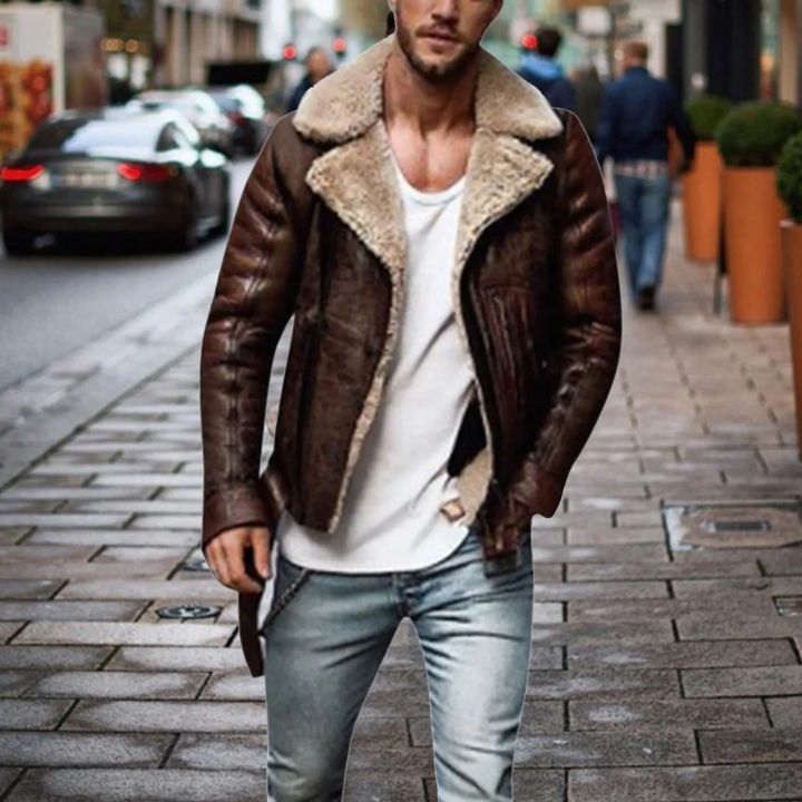 Autumn Winter Fashion Faux Fur Bomber Jacket Men's Thicken