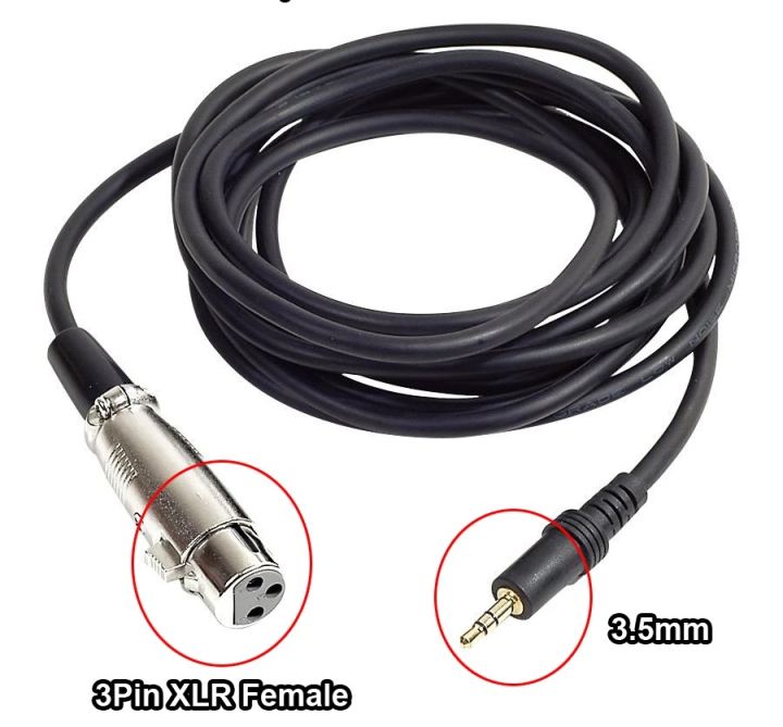 XLR Cable Female To 3.5mm 3 pole Microphone Cable 1.5M for condenser, Dynamic Microphone