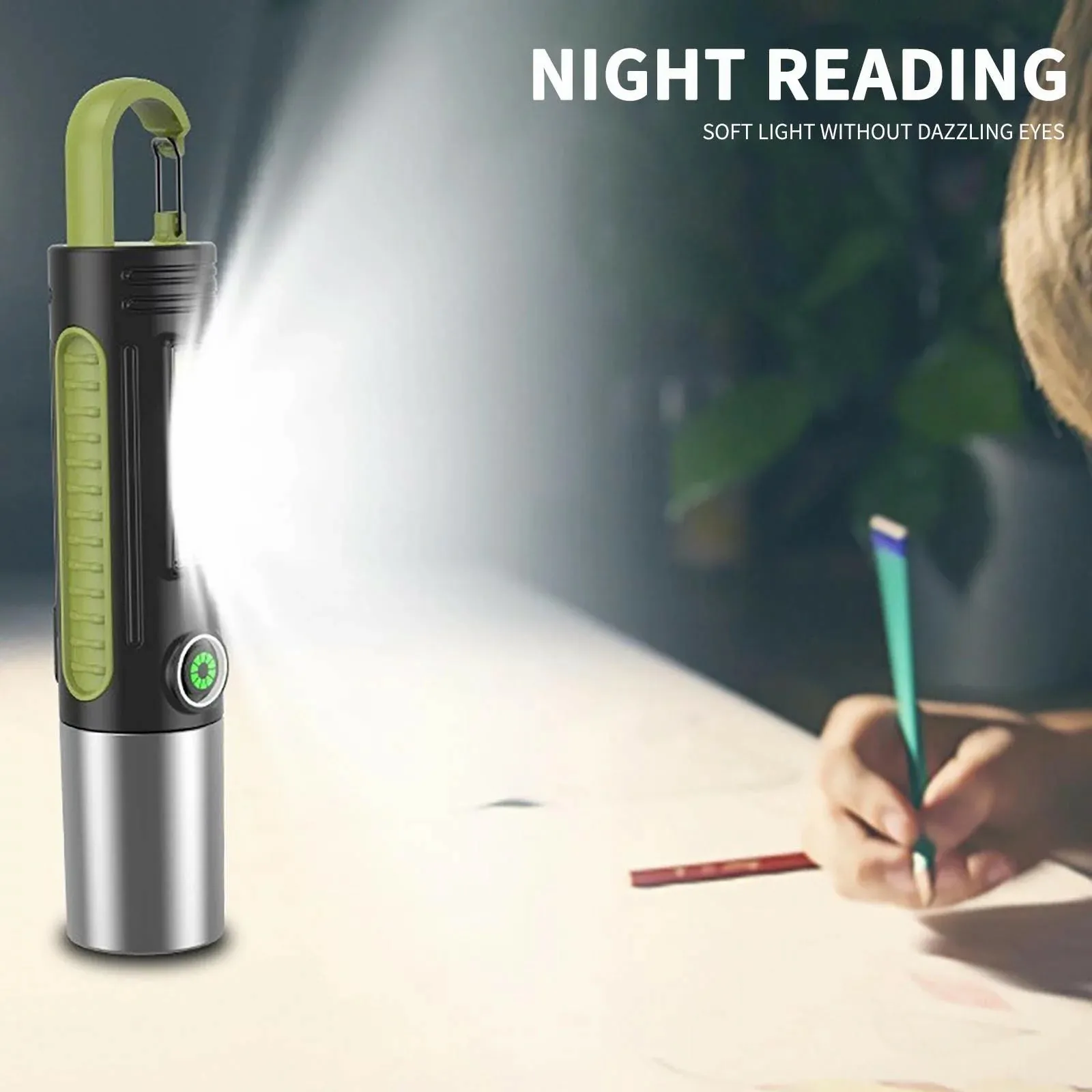 Smiling Shark-SD0707 Outdoor Camping LED Flashlight Rechargeable With Hook