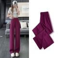 S-XXL Leisure Women Elastic Waist Pants Female Trousers Chic High Street Straight Wide Leg Long Suit Pants 2023 Spring Summer. 